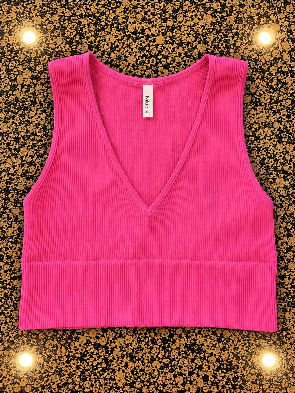 Nikibiki Hot Pink Ribbed Tank Top